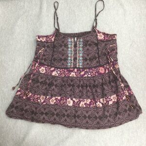 Sundance Tank Top Medium Sleeveless Purple Embroidered Sabria Boho Cami